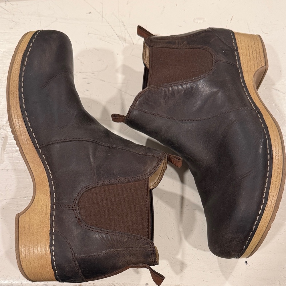 Dansko Becka Brown Leather Ankle Clogs